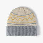 Winter outdoor color-blocked stripes thickened fleece knit versatile hat