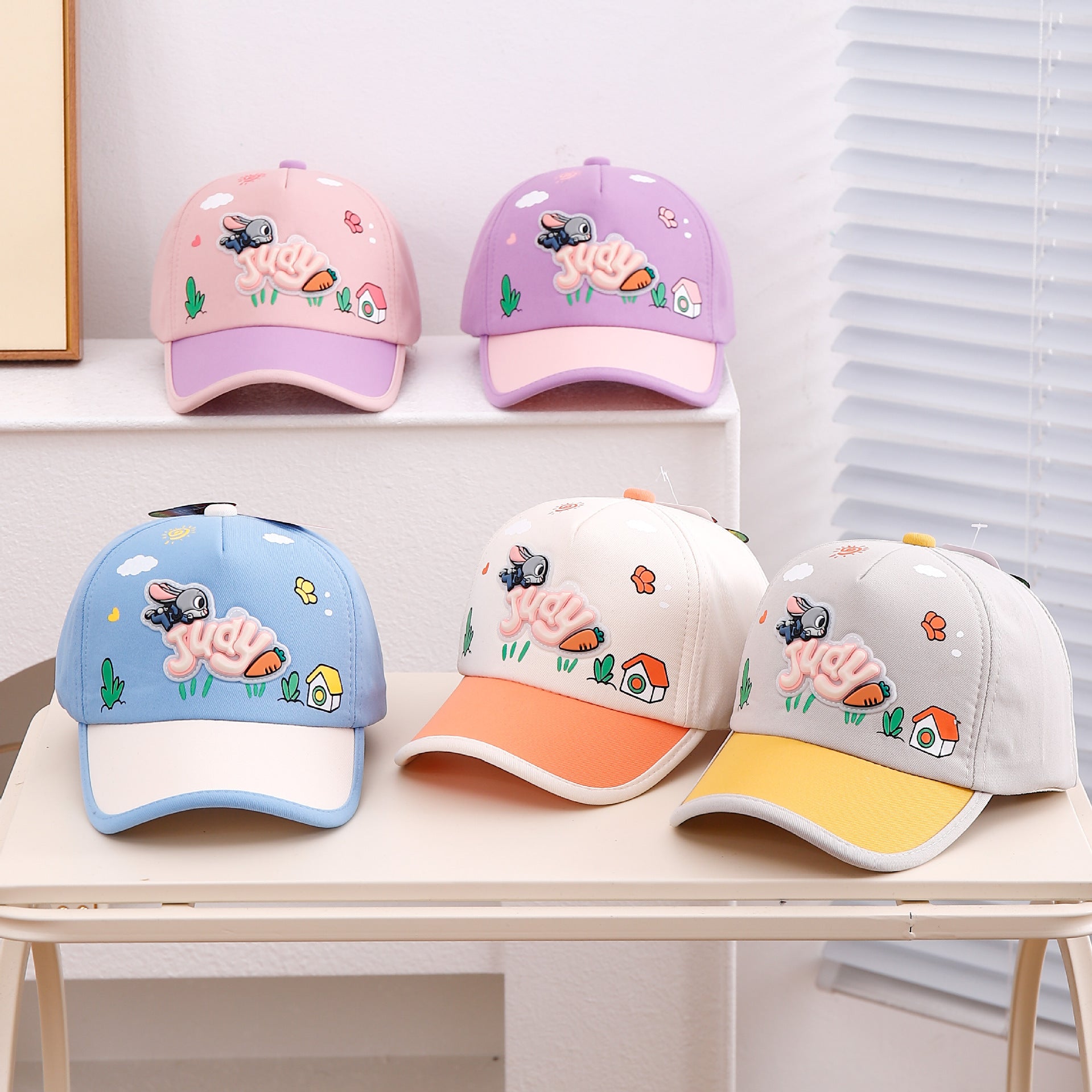 Cute Cartoon Bunny Carrot Baseball Cap For Kids