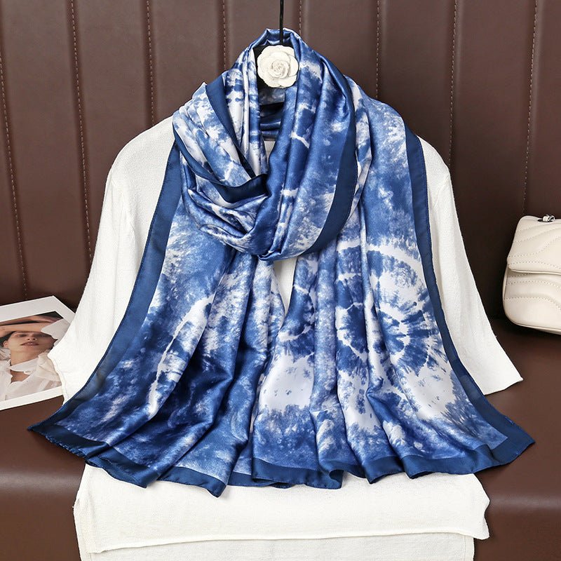 Tie Dye Design Printed Premium Satin Silk Scarf