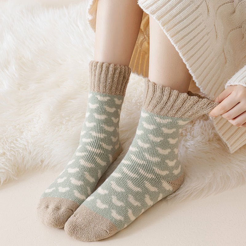 Winter women's mid-rise casual  thickened terry socks