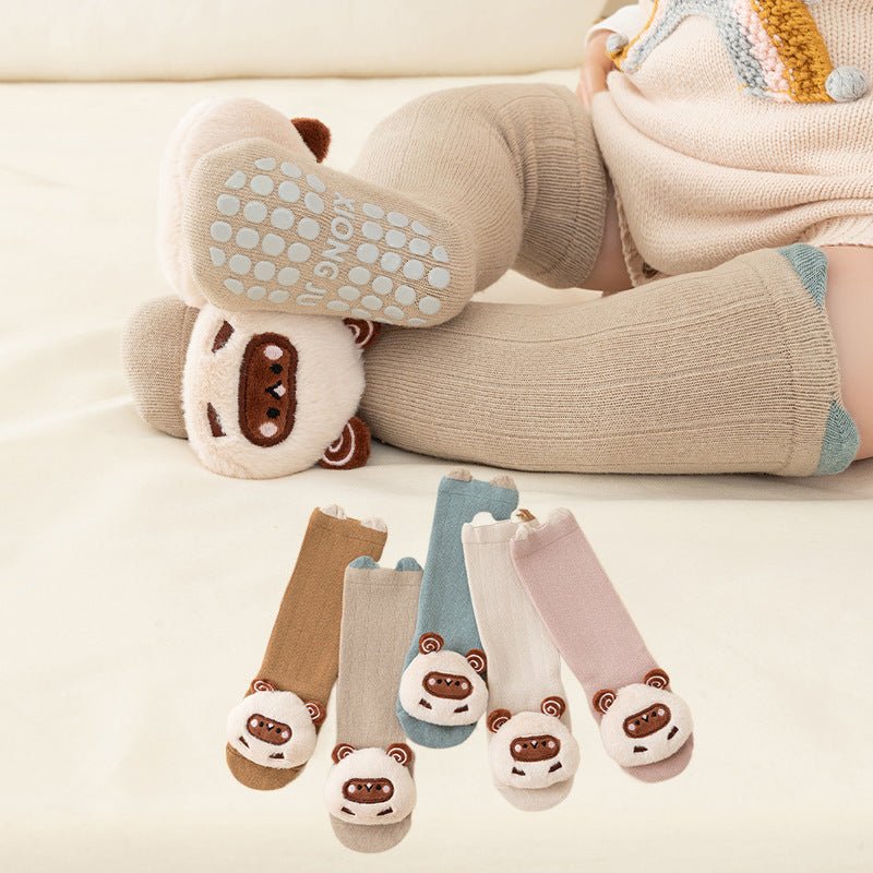 Cute Bear Breathable and Warm Knee Socks with Non-Slippery Pad for Baby