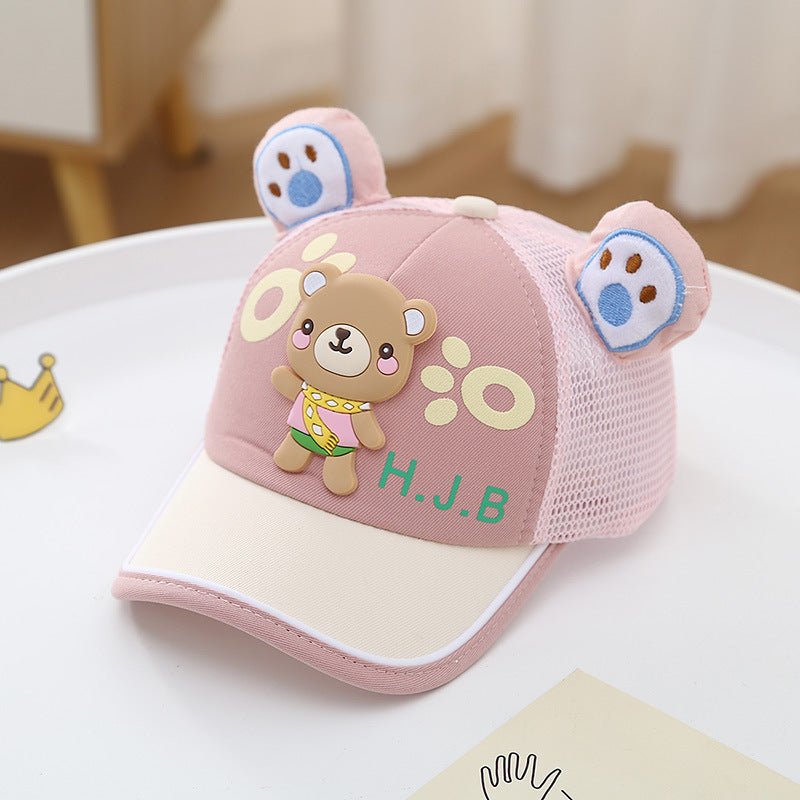 Bear Cute Summer Hats with Breathable Rear Mesh Caps for Boys and Girls