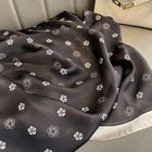 Premium Finish Black Floral Design Luxury Satin Silk Scarf