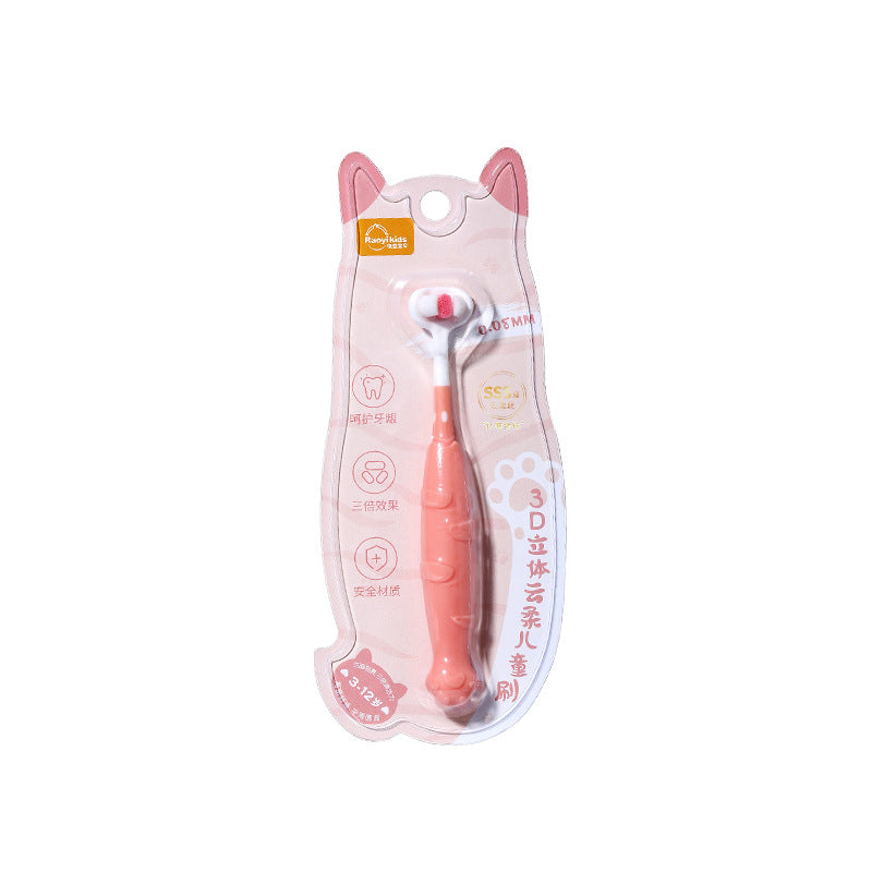 3D Cat Paw Cartoon Extra Soft Bristle Toothbrush for Kids