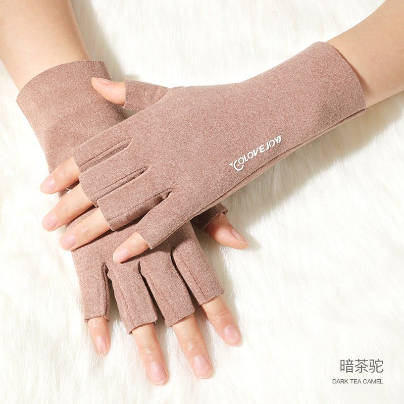 Solid Color Non-Slip Half Finger Hand Gloves