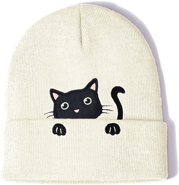 Women's Kitty Embroidery Cute Beanie Knitted Hat