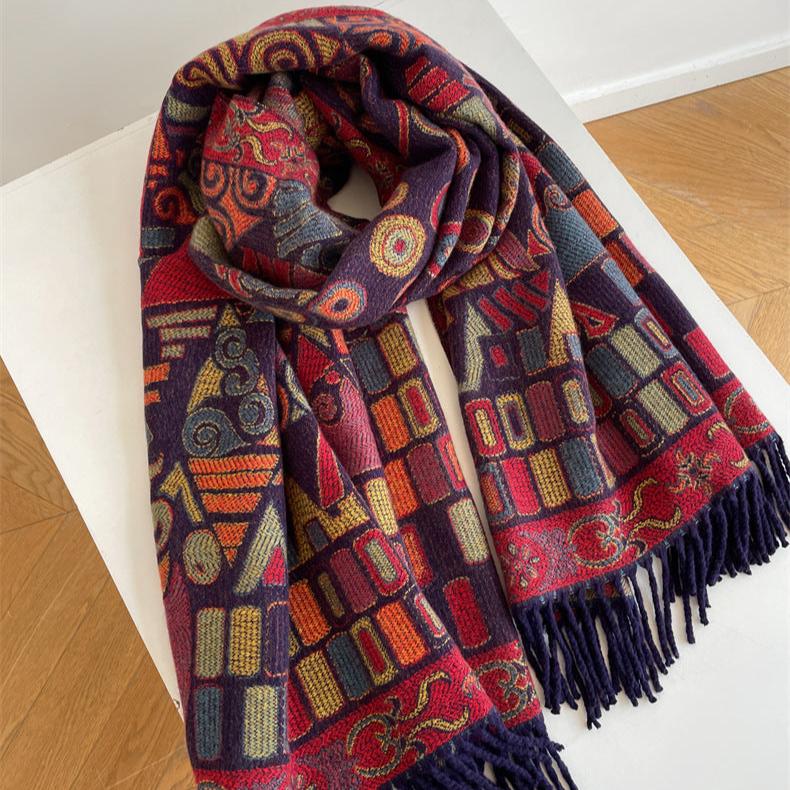 Women's Luxury Design Trendy Warm Thick Shawl Scarf for Winter