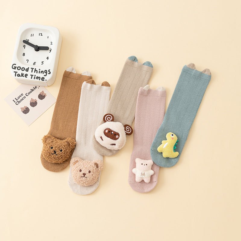 Cute Bear Breathable and Warm Knee Socks with Non-Slippery Pad for Baby