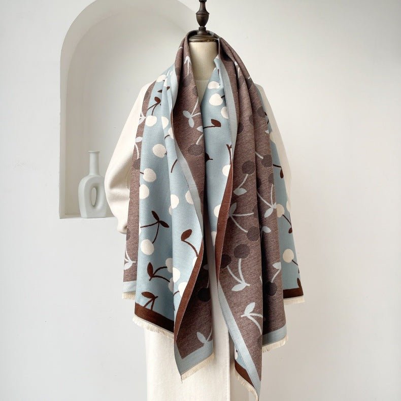 Beautiful Cherry Design High Quality Winter Shawl Scarf