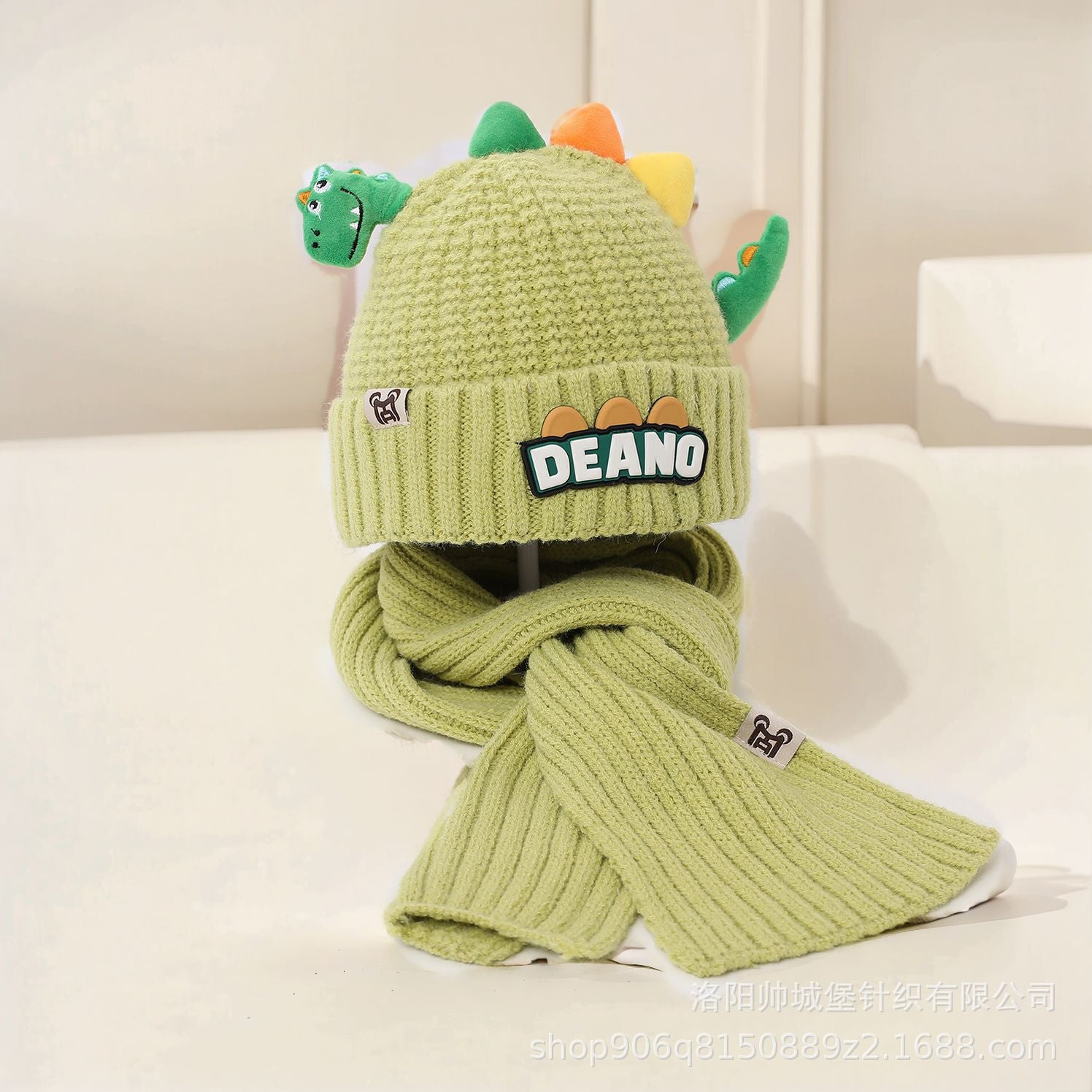 Winter Super Cute Dinosaur knitted Beanie Hat and Muffler Set