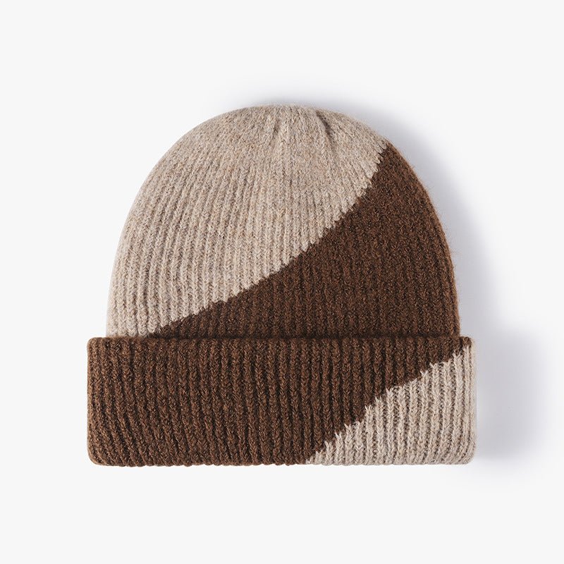 Winter Outdoor Warm Thickened Color-Blocked Wool Knit Beanie