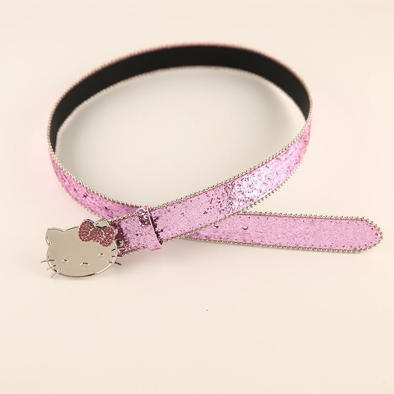 Trendy and Fashionable Hello Kitty Buckle Head Adjustable Belt for Women