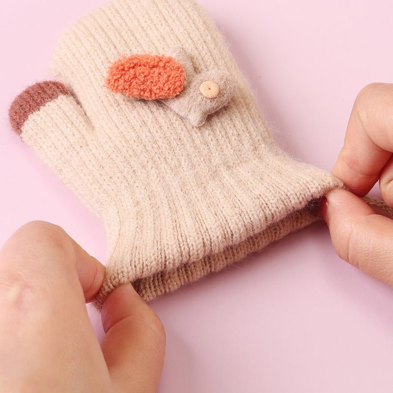 Cute Design Mittens Style Knitted Warm Hand Gloves for Children