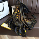 Midnight Peacock Design Luxury Satin Silk Scarf