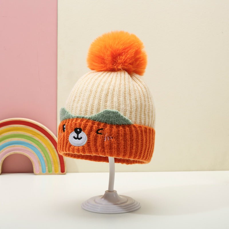 Children's Cute Bear fluffy knitted Winter Cap