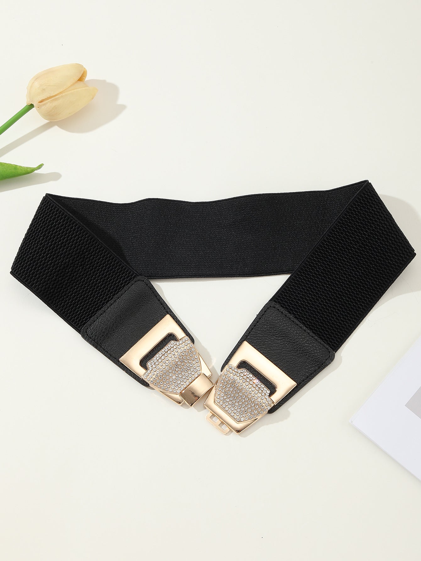 Rhinestone Inlaid Fashionable Buckle Waist Belt for Women