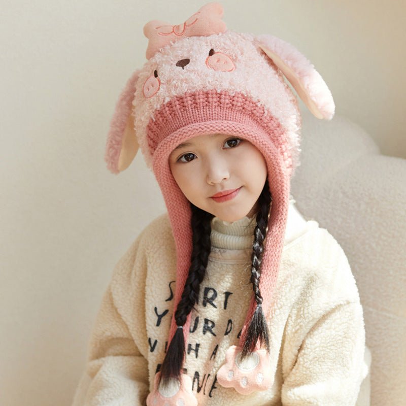 Winter New velvet Inner warm Children's Ear Protection Beanie Hat