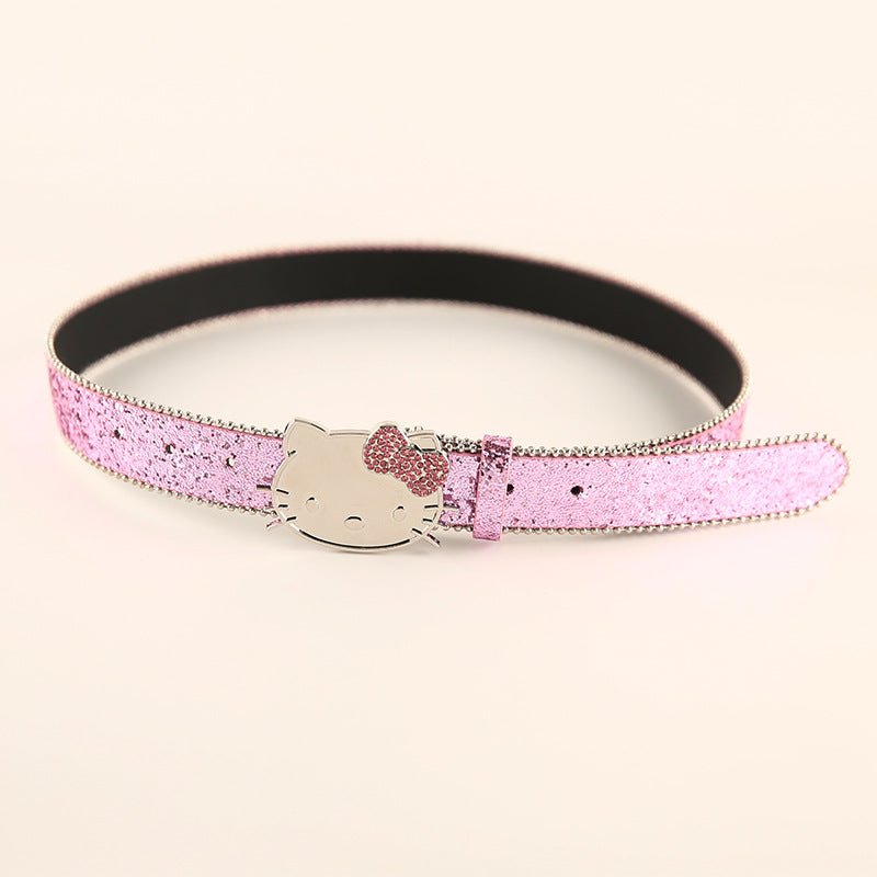 Trendy and Fashionable Hello Kitty Buckle Head Adjustable Belt for Women