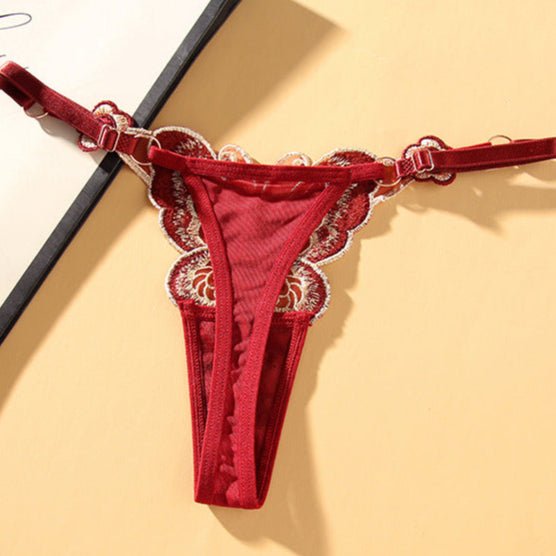 Exclusive Butterfly Embroidery Japanese Style Thong Female Panties