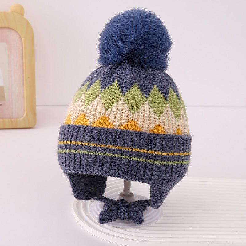 Children's Thick Furball Style Windproof Ear Protection knitted Cap