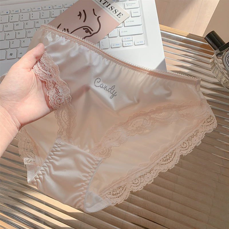 French Style Luxury Satin High Fork Women's Panties