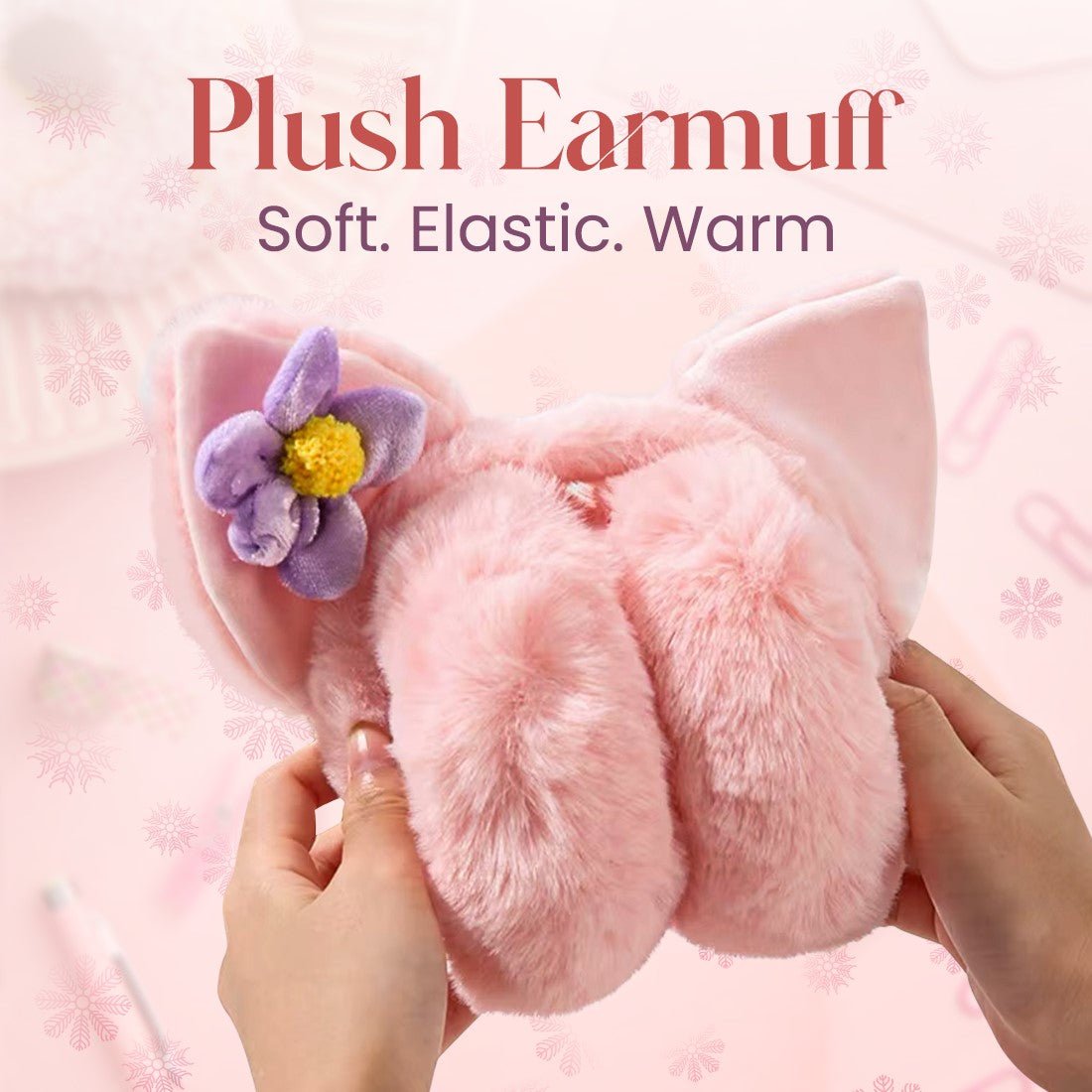 Cold Protection Cute Flower Plush Folding Earmuffs