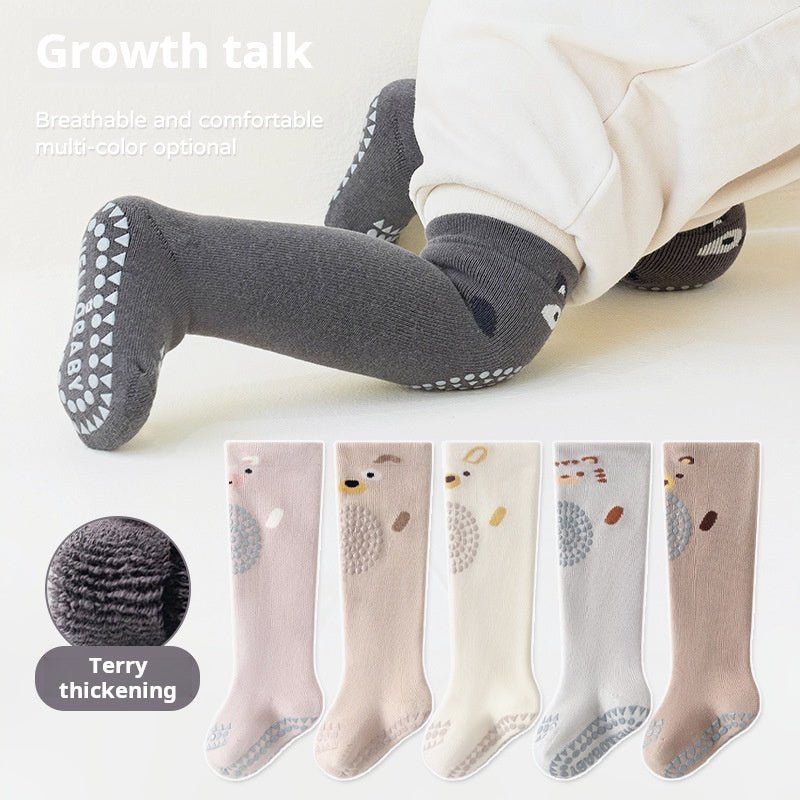 2 in 1 Socks With knee pads Children's indoor non-slip Winter Socks