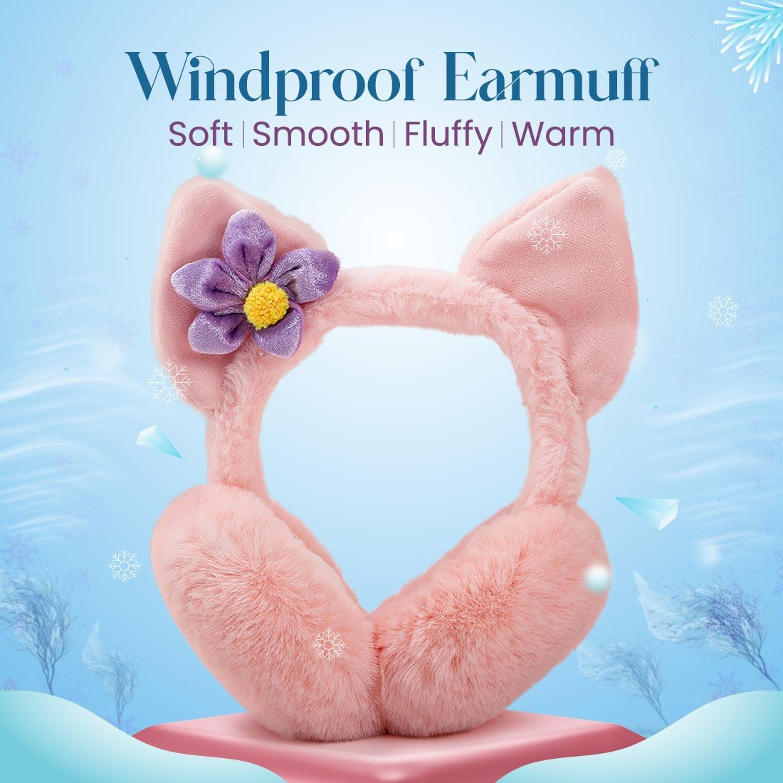 Cold Protection Cute Flower Plush Folding Earmuffs