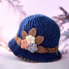 Knitted Female Three-Dimensional Flower Plush Winter Hats