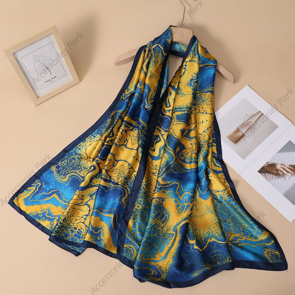 Autumn and Winter Long Stylish Satin Silk Scarf