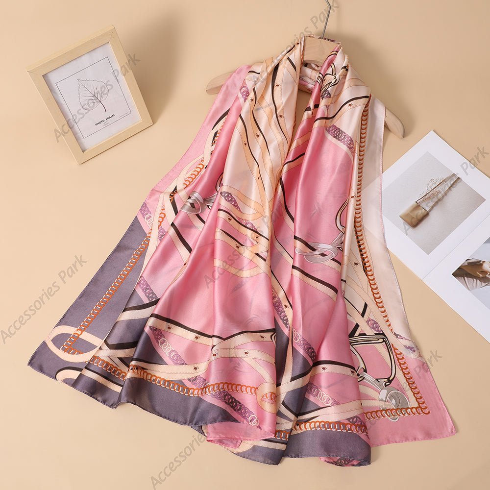 European Style Royal Pattern Multicolor Premium Satin Silk Scarves