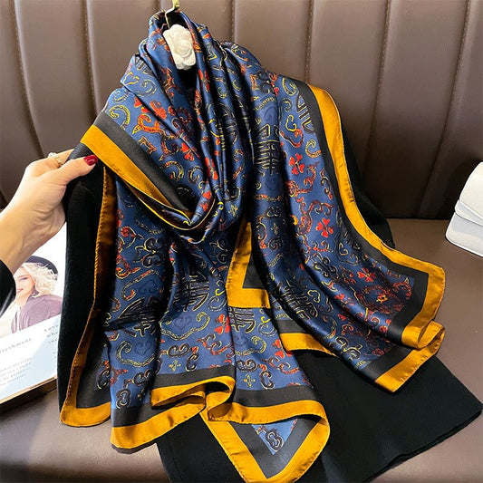 Colorful Floral Design Comfortable Satin Silk Scarves