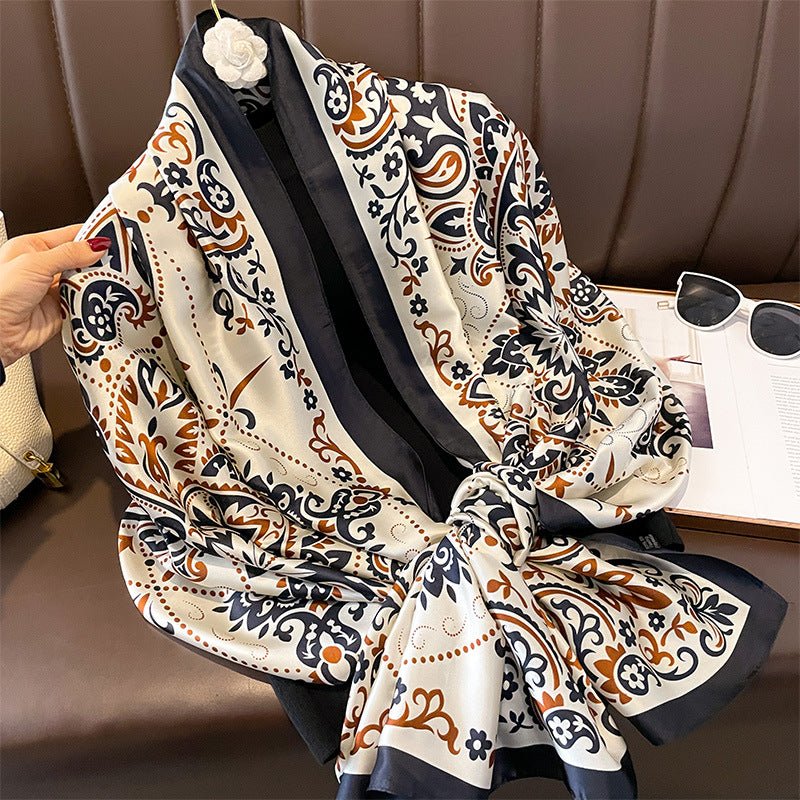 Premium Quality Traditional Floral Design Satin Silk Scarves