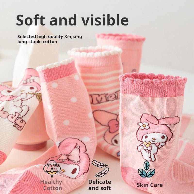 Melody Style Sweat-Absorbing and Breathable Cotton Socks for Girls