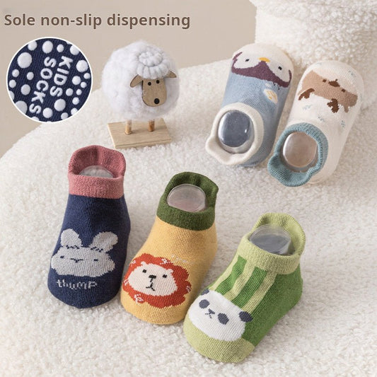 All Seasons Non-Slippery Heel Style Cartoon Printed Soft and Comfortable Baby Socks