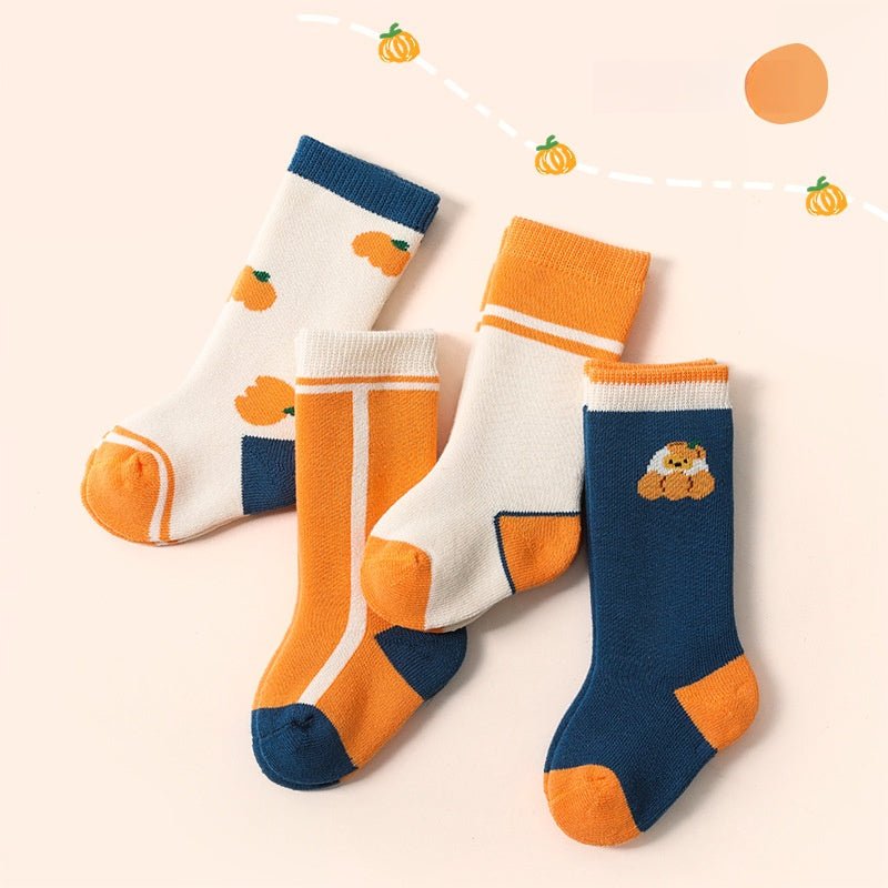 Korean Style 4 Pieces Set Colorful Thick Terry Warm Children's Socks