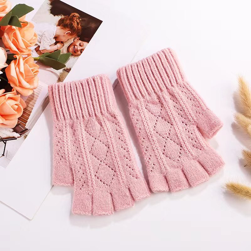 Women's Half Finger Knitted Hand Gloves