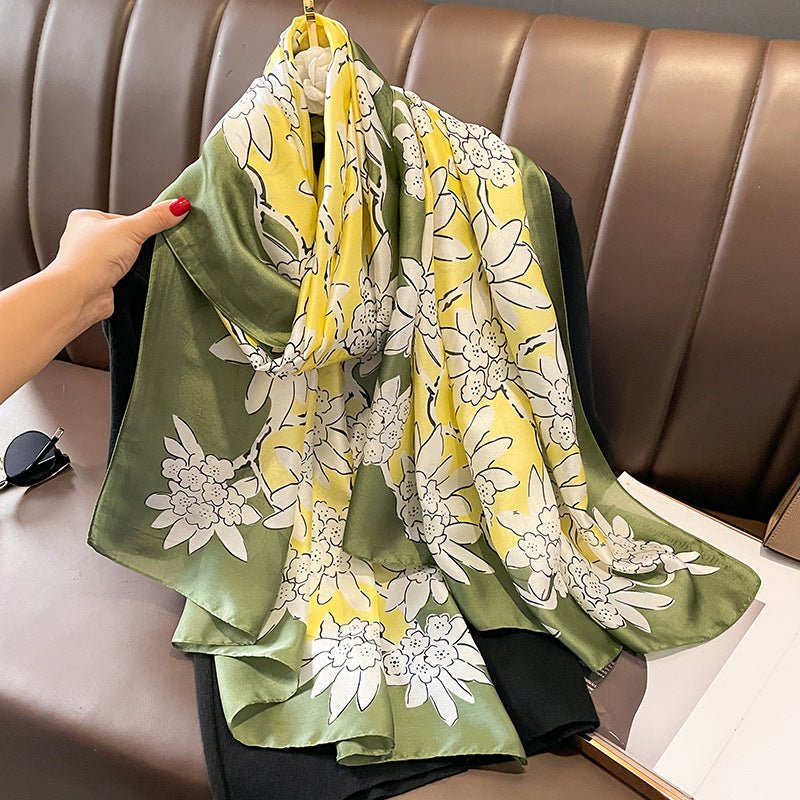 Printed satin silk scarf
